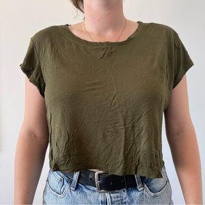 Free People green crop tee
